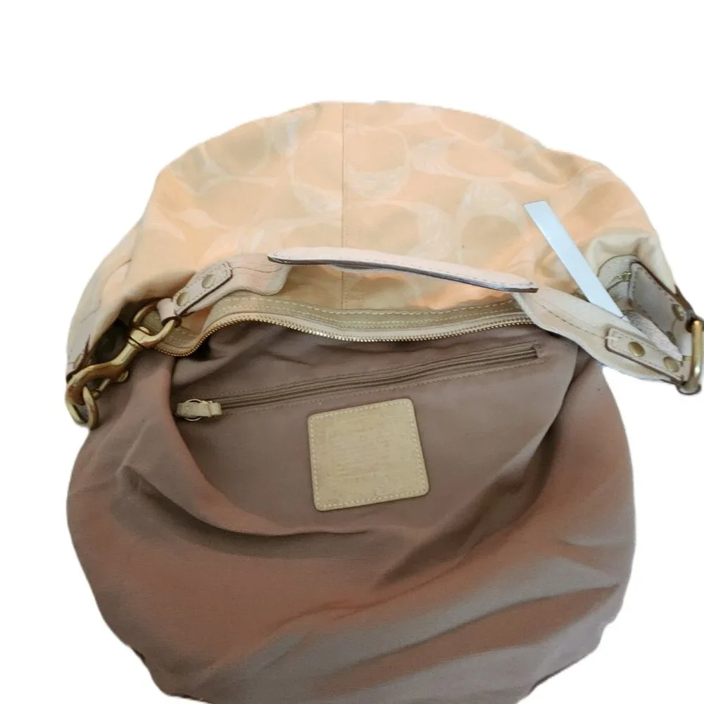 Euc Coach Hampton Yellow & White Hobo Shoulder Bag Purse Lg